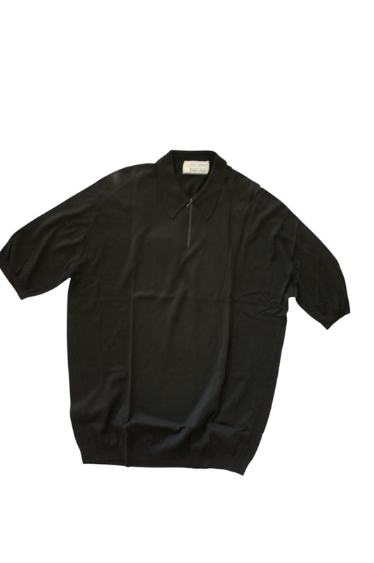 John Smedley half zip knit polo